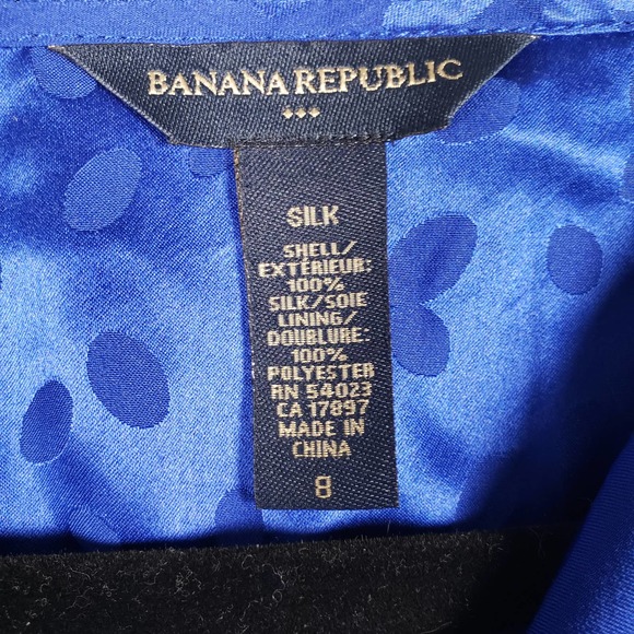 Banana Republic Blue Printed Silk Drape Neck Dress Women's Size 8 - Picture 7 of 15